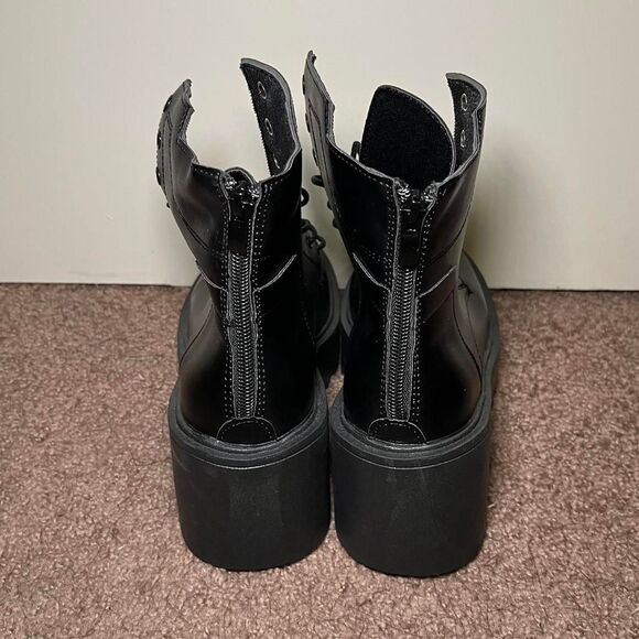 H&M Faux Leather Combat Black Boots - Picture 4 of 6